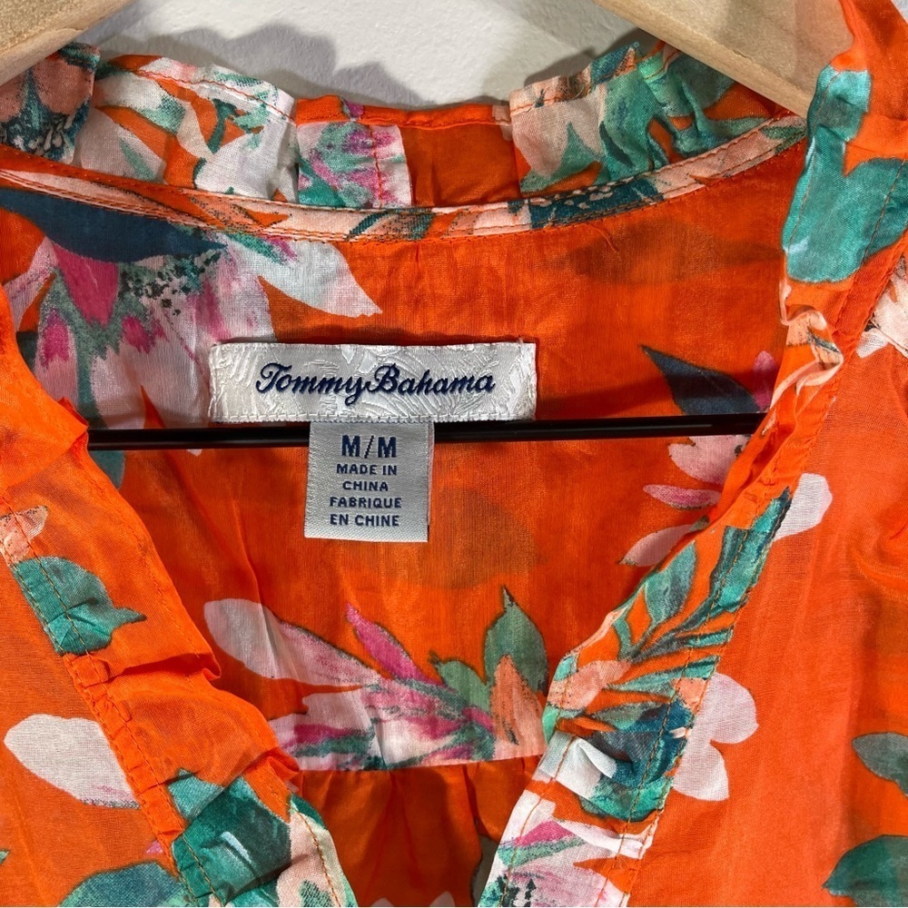 Tommy Bahama Joyful Bloom Cotton & Silk Top Size M - Picture 6 of 14